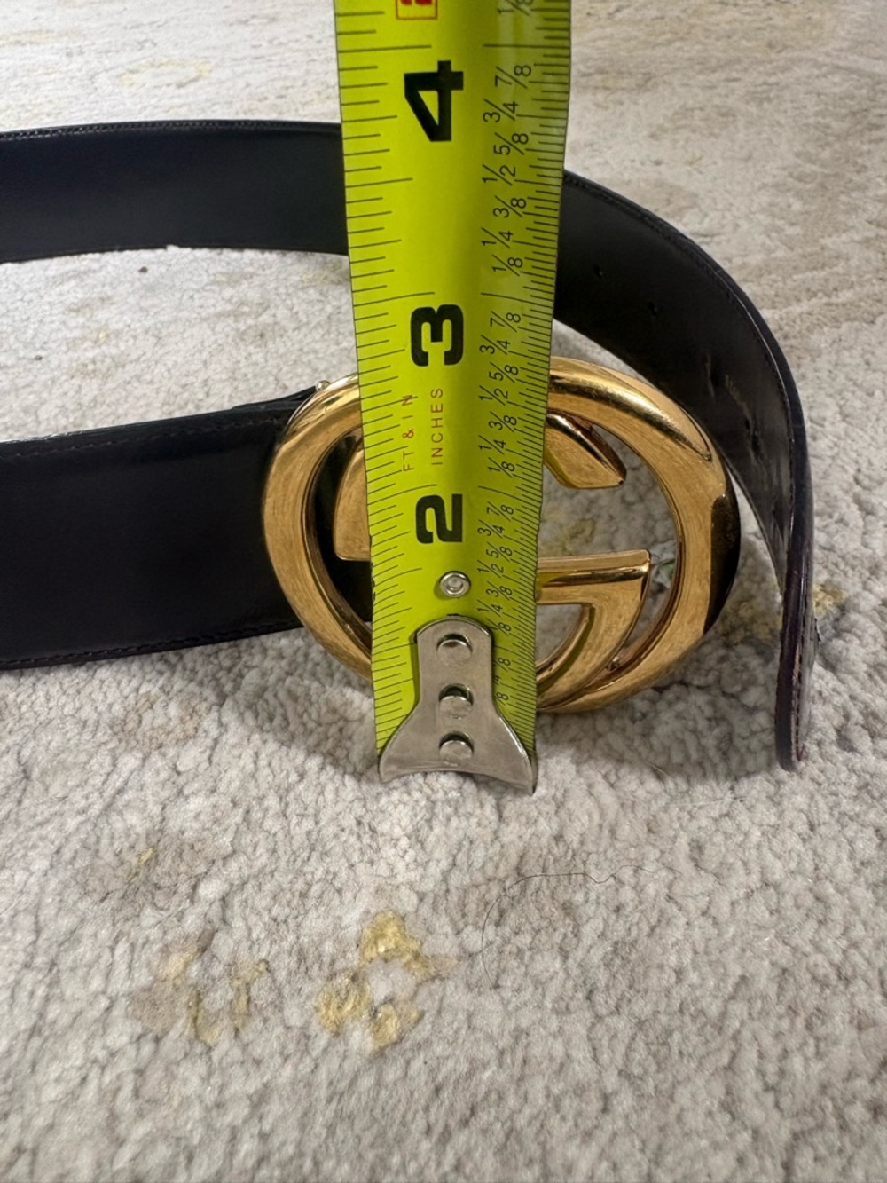 Brown Patent Leather Double G Gold Buckle Belt - Picture 12 of 12